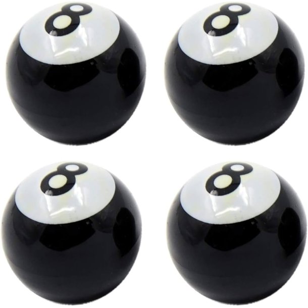 VALVE STEM CAP 8 BALL - 4 caps
