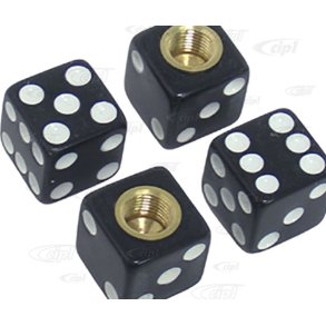 VALVE STEM CAPS DICE BLACK - 4 caps