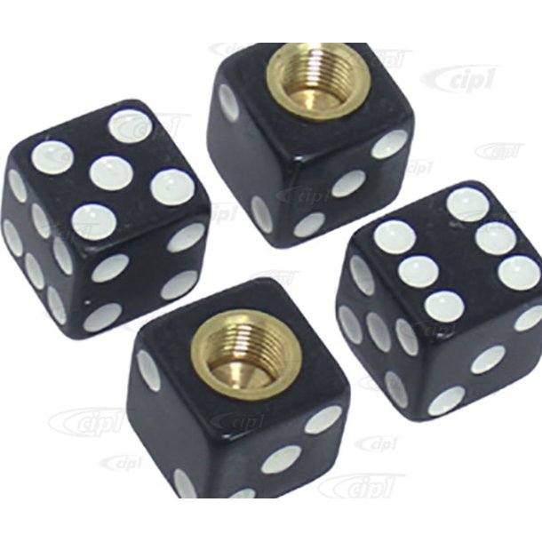 VALVE STEM CAPS DICE BLACK - 4 caps