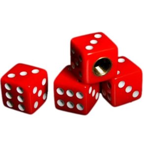 VALVE STEM CAPS DICE RED - 4 caps