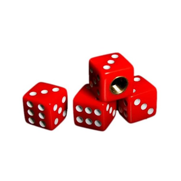 VALVE STEM CAPS DICE RED - 4 caps