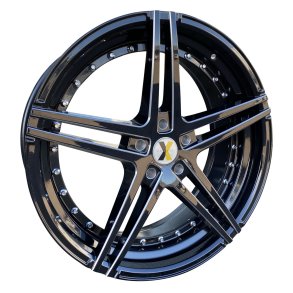 MCM BLACK  8.5x20 + 10x20 med dk, 5x114.3 - NEW MUSTANGS ( 4 wheels with tires )