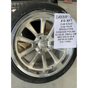 4 ea NEW Revolution Concave polish wheel with tires 5x120.65 Small GM 8.5x20 + 10x20