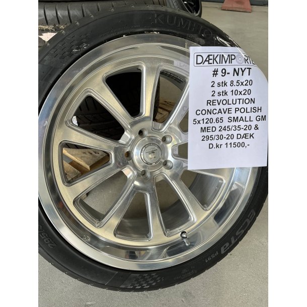 4 ea NEW Revolution Concave polish wheel with tires 5x120.65 Small GM 8.5x20 + 10x20