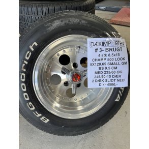 4 ea UISED� 8.5x15 wheels with tires ( 2 tires not good )  5x120.65 Small GM 
