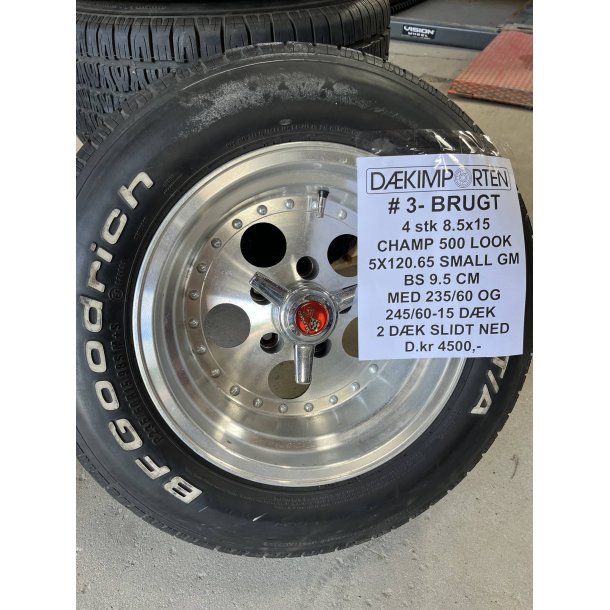 4 ea UISED� 8.5x15 wheels with tires ( 2 tires not good )  5x120.65 Small GM 