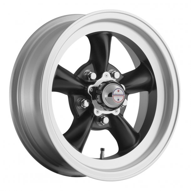AMERICAN RACING VN105  TORQ THRUST D Satin  Black w/ Machined Lip 10x15 , ET -44, BS=3.77, 5x120.65
