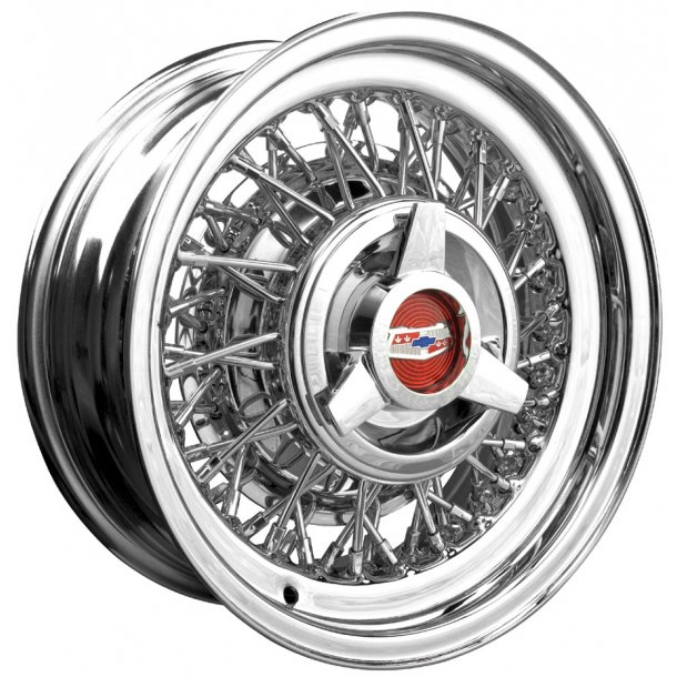 AMERICAN STEEL WHEEL CHEVY/FORD WIRE Chrome Rim With Stainless Steel Spokes 6x14 , ET=0, 5x120.65
