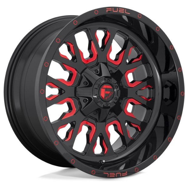 10x22 Fuel D612 Glossblack / Red med dk , TPMS sensorer og mtrikker