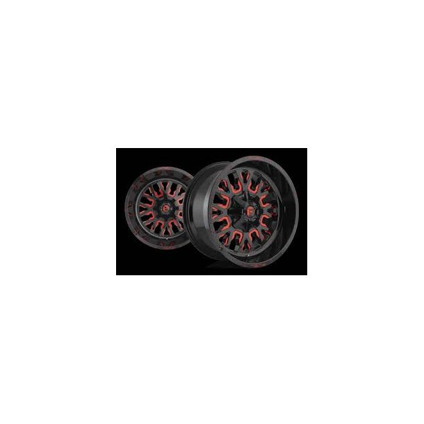 10x22 Fuel D612 Glossblack / Red med dk , TPMS sensorer og mtrikker
