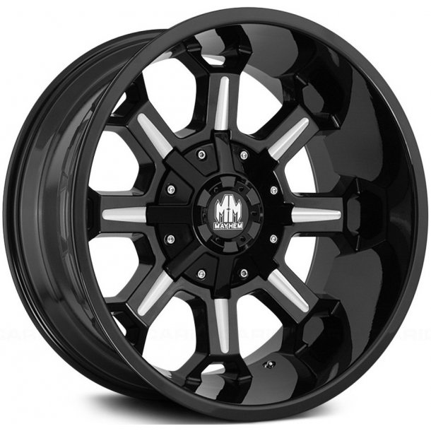 MAYHEM COMBAT Glossblack /Milled 9x17 , ET=0, 5x139.7