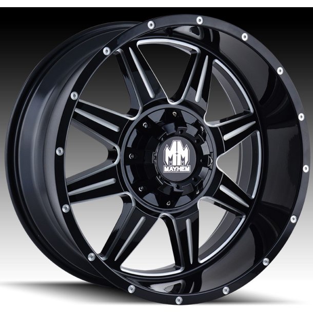 MAYHEM MONSTIR Glossblack /Milled 10x20 , ET=-12, 6x139.7