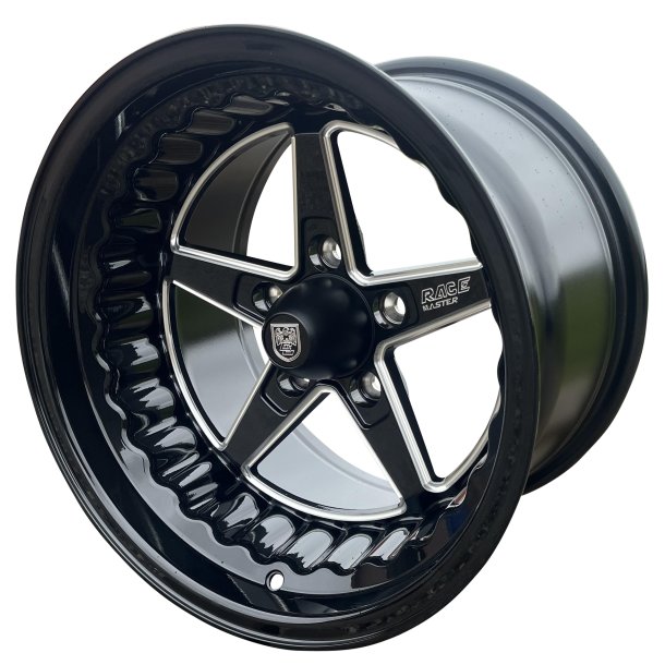 MUSCLE CAR RACEMASTER Glossblack / Milled  10x15 , ET -12, Backspace 5