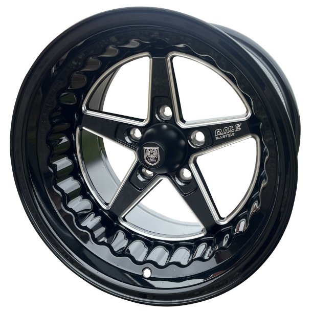 MUSCLE CAR RACEMASTER Glossblack / Milled 10x15, ET -12, Backspace 5