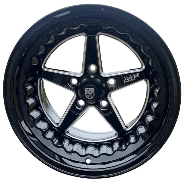 MUSCLE CAR RACEMASTER Glossblack / Milled 10x15, ET -12, Backspace 5