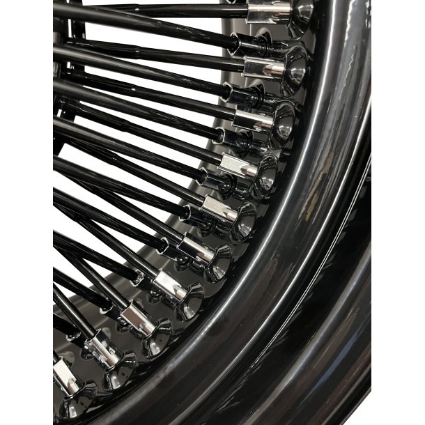 SHOW WIRE WHEELS BLACK 100 spoke straight lace with chrome nipples 10x15, 5x120.65