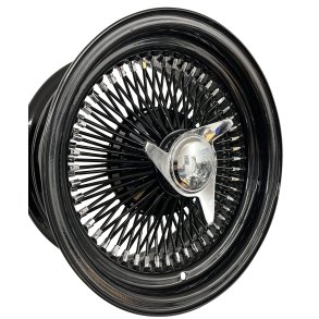 SHOW WIRE WHEELS BLACK 100 spoke straight lace with chrome nipples 10x15, 5x120.65