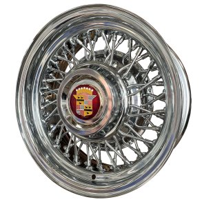 SHOW WIRE WHEEL Chrome 56 spoke and Cadillac cap 6x15 , ET -19 , CB 81MM , 5x114.3 