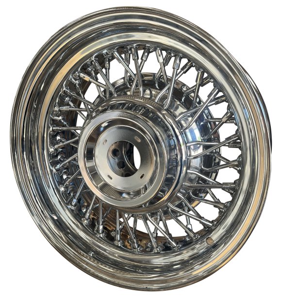 SHOW WIRE WHEEL Chrome 56 spoke and Cad cap w/o logo 6x15 , ET -19 , CB 81MM  , 5x114.3 