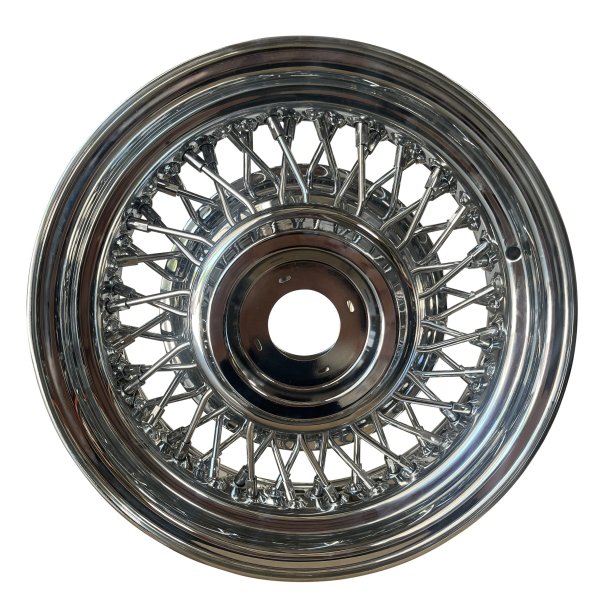 SHOW WIRE WHEEL Chrome 56 spoke and Cad cap w/o logo 6x15 , ET -19 , CB 81MM  , 5x114.3 