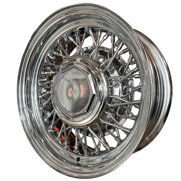 SHOW WIRE WHEEL Chrome 56 spoke and Hexagonal cap 6x15 , ET -19 , CB 81MM , 5x114.3 