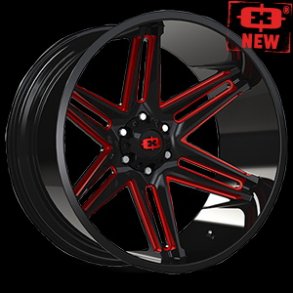 VISION 363 Gloss Black Milled Spoke With Red Tint 10x20 , ET=0, BS=4.5, 5x127