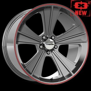 VISION V327 Gun Metal W/Red Lip 11x20, ET=50, BS=7.9, 5x114.3